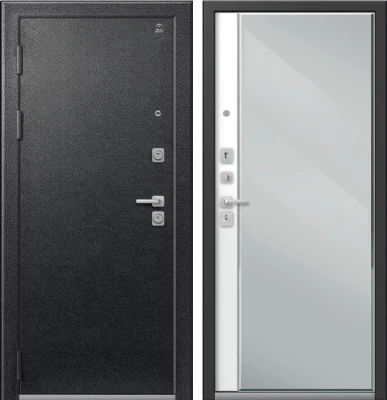 Дверь C-104 Черный Муар - Кашемир Белый Зеркало